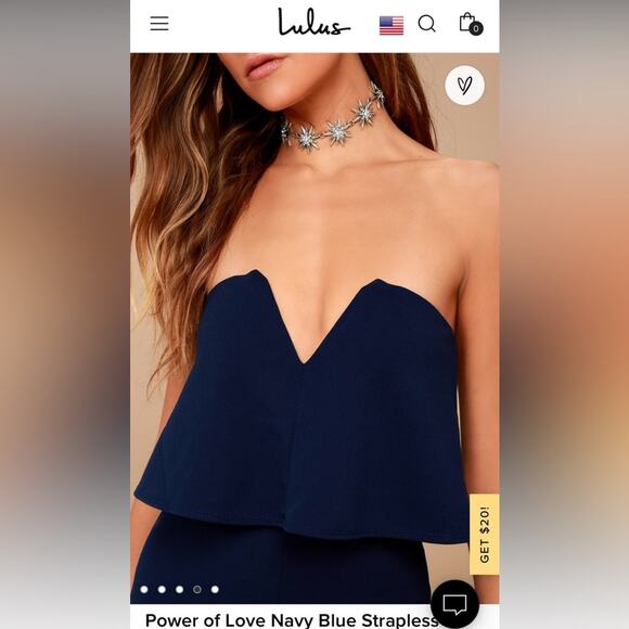 Lulus Power of Love Navy Blue Strapless Jumpsuit - Size Small - Picture 3 of 16